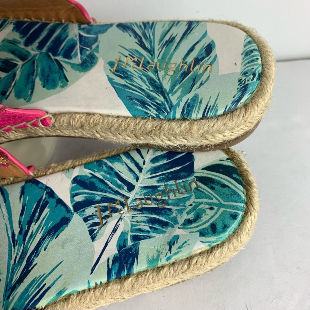 J. McLaughlin Pink Leather Espadrille Slides, 9 - Picture 6 of 8